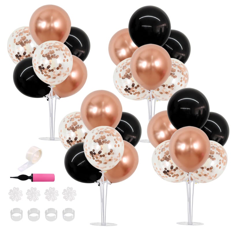 TONIFUL 4 Set Rose Gold and BlackBalloon Centerpieces for TableBalloon Stand Kit for Bridal ShowerClass of 2026 GraduationWeddingHot Girl Party DecorationRetirementBirthday Decorations for Women - Image 3
