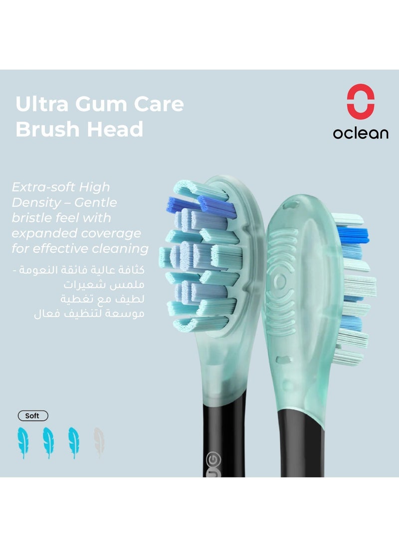 Oclean Brush Head — Black — Gentle Protective Clean - Ultra Gum Care Ug02 Extra - Soft High Density - 2 - Pack - Image 2
