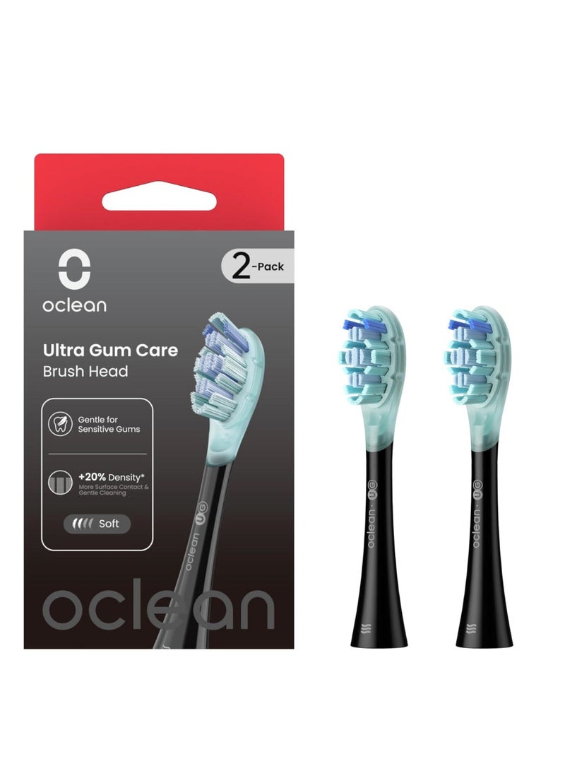 Oclean Brush Head — Black — Gentle Protective Clean - Ultra Gum Care Ug02 Extra - Soft High Density - 2 - Pack - Image 1