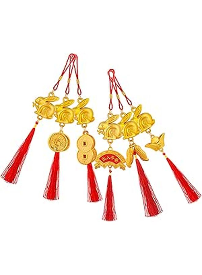 Gold Rabbit Zodiac Hanging Ornaments Lucky Tassel Decor For Spring Festival Home Door - Image 1