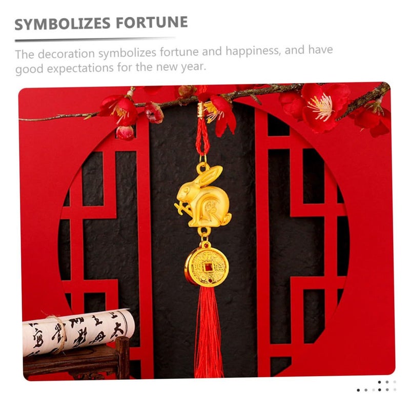 Gold Rabbit Zodiac Hanging Ornaments Lucky Tassel Decor For Spring Festival Home Door - Image 4