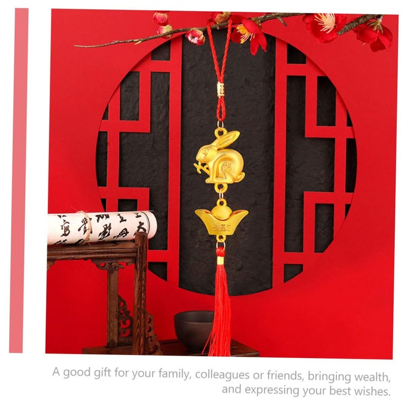 Gold Rabbit Zodiac Hanging Ornaments Lucky Tassel Decor For Spring Festival Home Door - Image 5