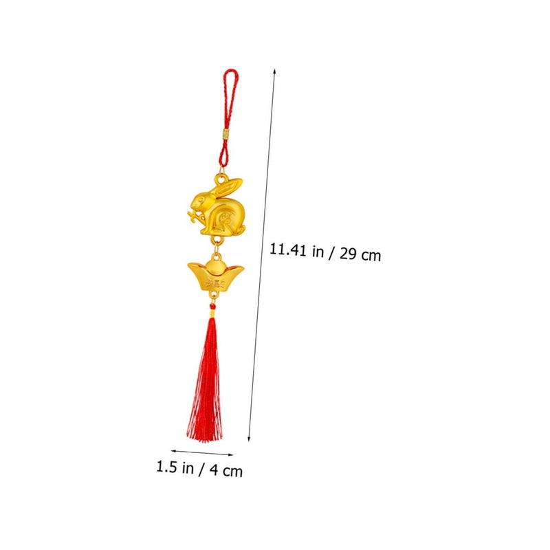 Gold Rabbit Zodiac Hanging Ornaments Lucky Tassel Decor For Spring Festival Home Door - Image 3