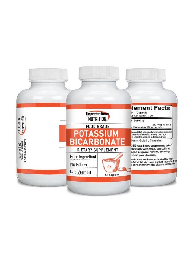 Unpretentious Potassium Bicarbonate (150 Caps), Dietary Supplement, No Fillers, Lab Verified - Image 4