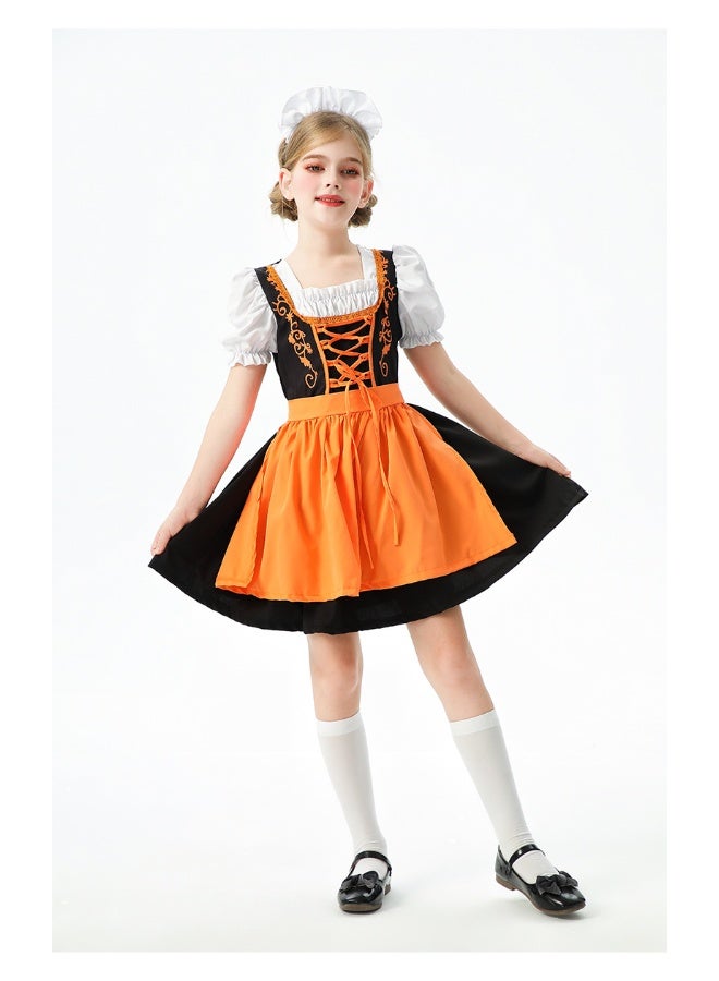 Loquat Bavarian Children's Dress - Girls' Dirndl Farmhouse Maid Outfit for Oktoberfest in Munich, Germany - Image 1