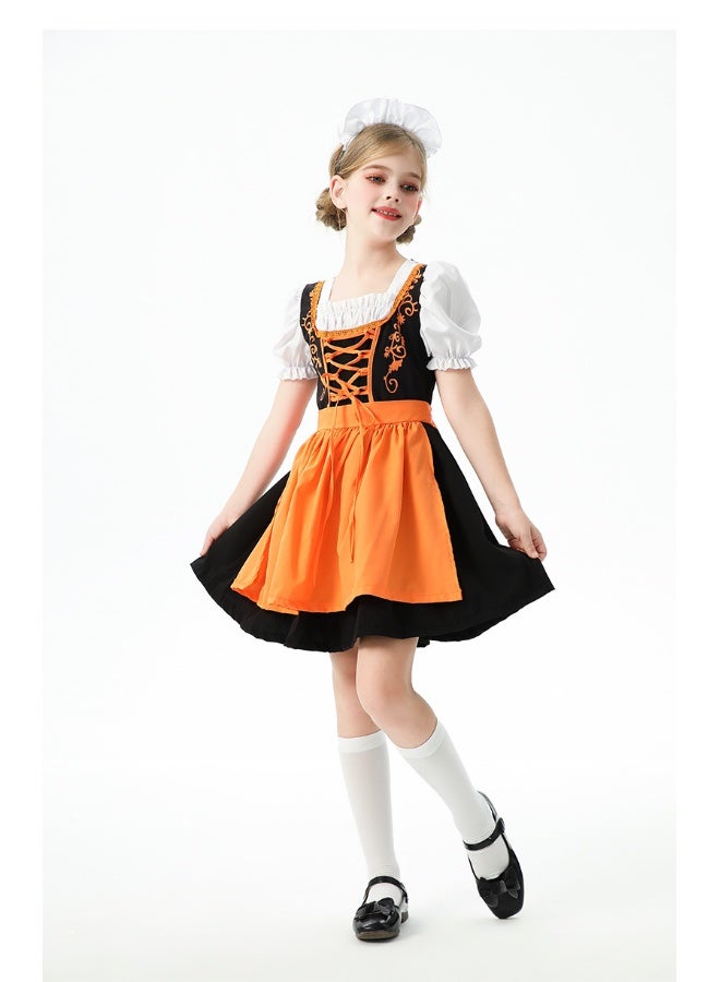 Loquat Bavarian Children's Dress - Girls' Dirndl Farmhouse Maid Outfit for Oktoberfest in Munich, Germany - Image 2