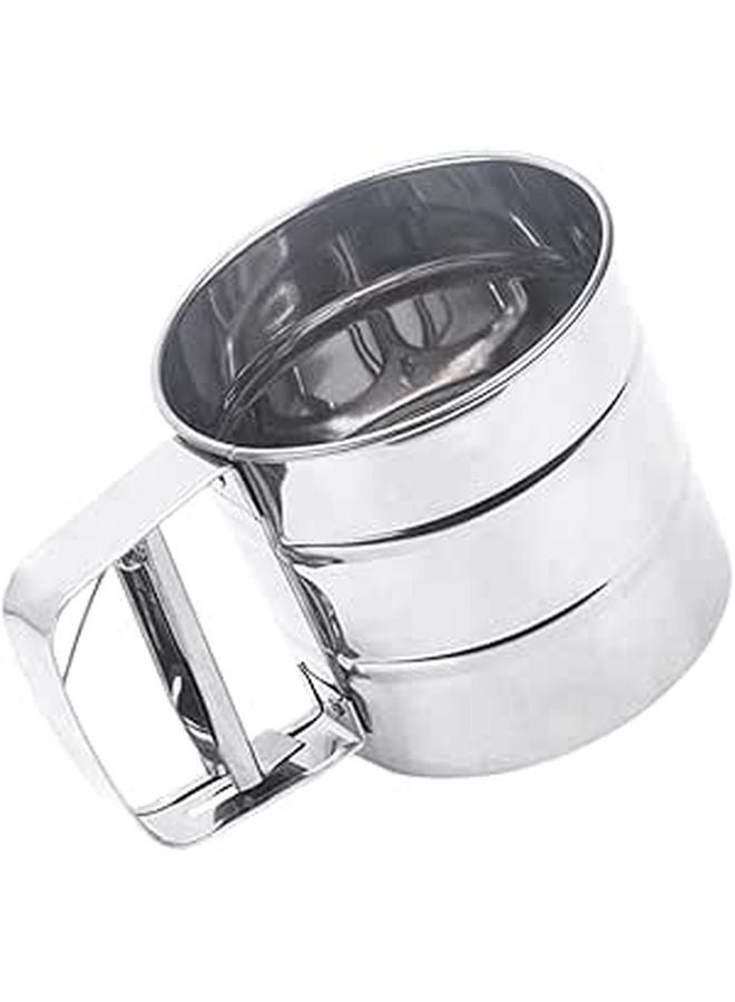 Stainless Steel Flour Sifter Cup Easy Press Baking Sieve Tool for Smooth Baking - Image 1