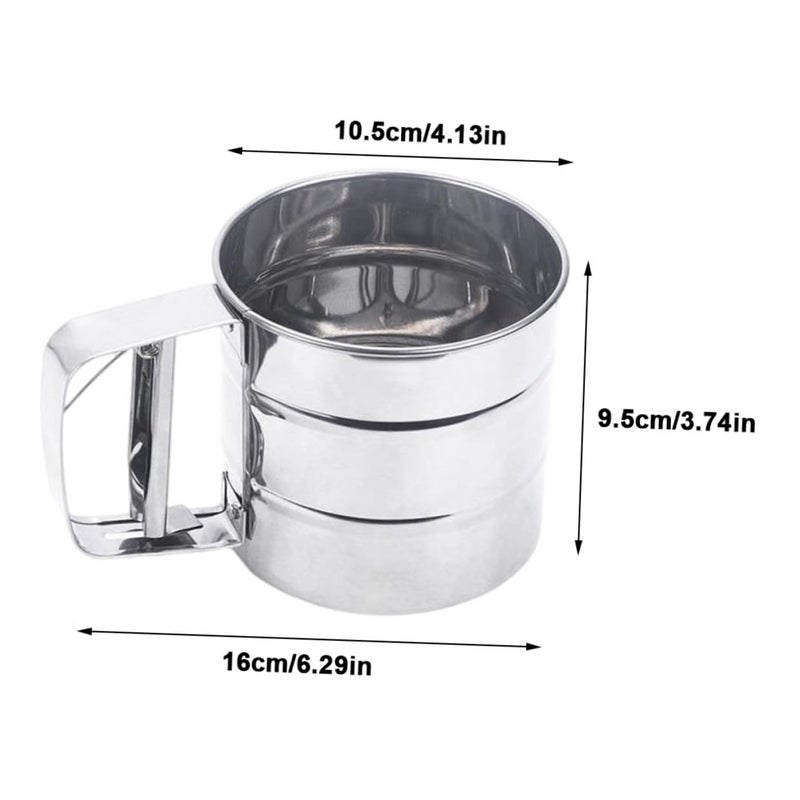 Stainless Steel Flour Sifter Cup Easy Press Baking Sieve Tool for Smooth Baking - Image 3