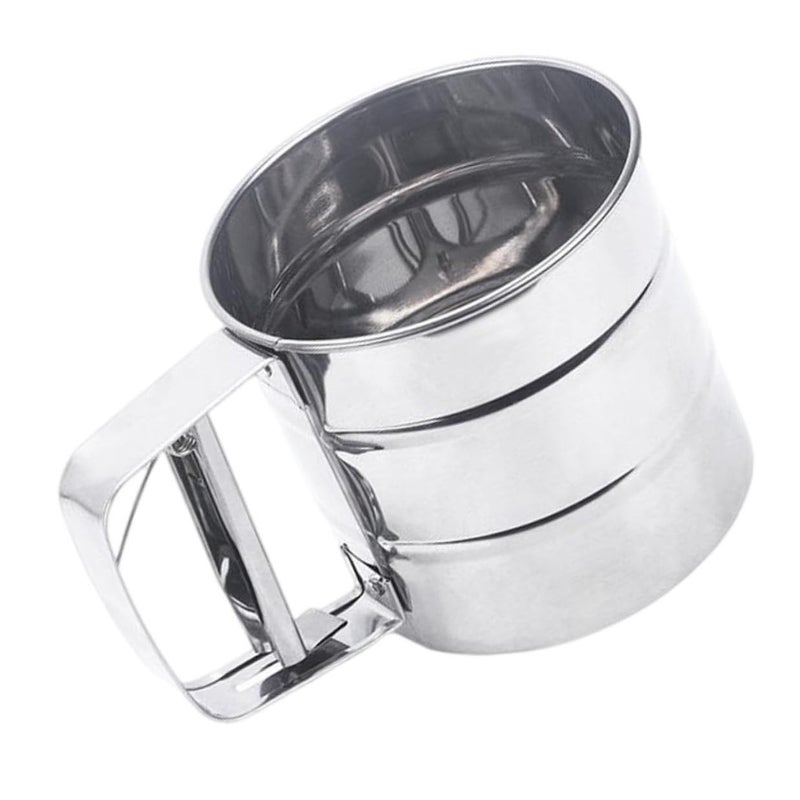 Stainless Steel Flour Sifter Cup Easy Press Baking Sieve Tool for Smooth Baking - Image 2