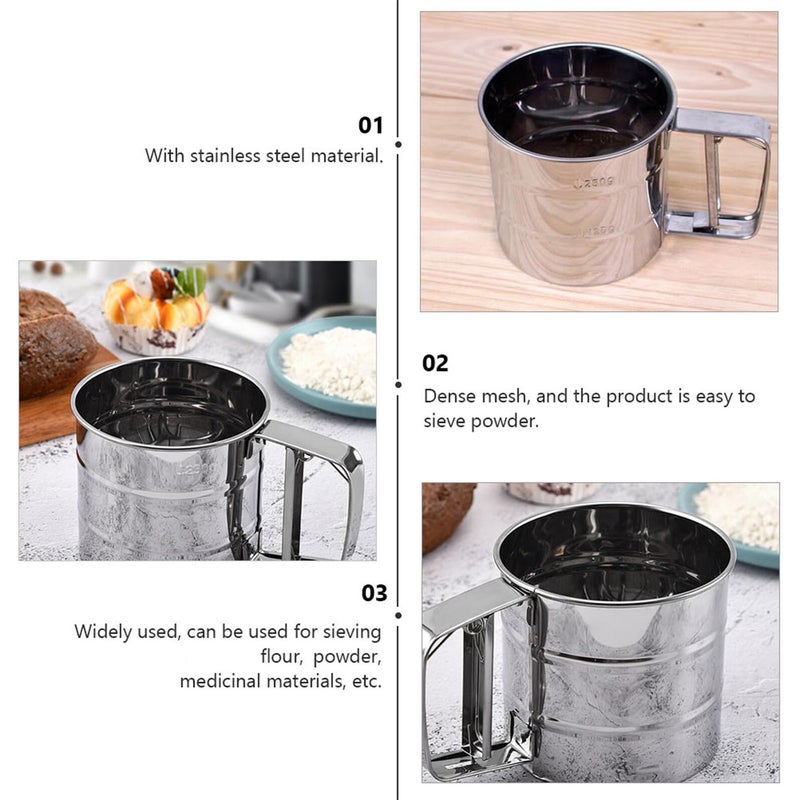 Stainless Steel Flour Sifter Cup Easy Press Baking Sieve Tool for Smooth Baking - Image 4