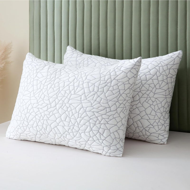BPC Premium Rayon Derived from Bamboo Pillows Queen Size Set of 2  Adjustable Shredded Memory Foam Pillow with Removable Cover Medium Firm Pillow for Side Stomach and Back Sleepers CertiPURUS