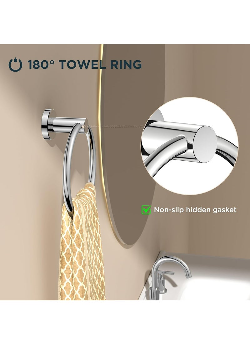 أوزيغالور حلقة منشفة مصقولة، من الفولاذ المقاوم للصدأ SUS304، مثبتة على الحائط للحمام/المطبخ - Image 2