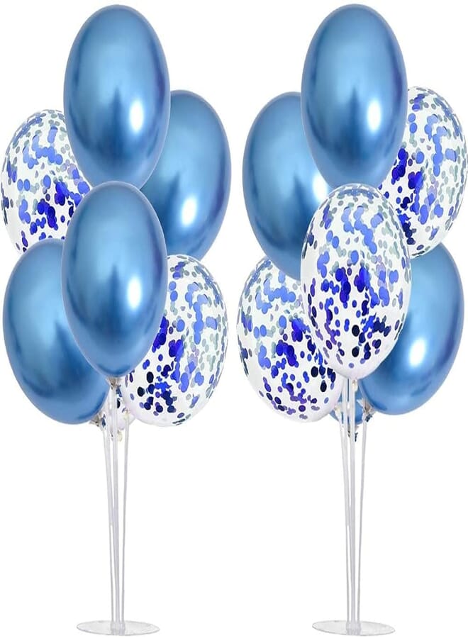 Secret 2 Set Table Centerpiece Balloons Stand Kit for Boy Include 16 Blue Latex Confetti Balloons Birthday Table Decorations for,Birthday,Wedding,Graduation,Boy Baby Shower,Table Party Decorations.