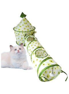 A.M Cats Play Tunnel Tube Cat Tunnel with Cube Exercising Running Collapsible Interactive for Ferrets Indoor Hamster Outdoor Dogs  - Image 1