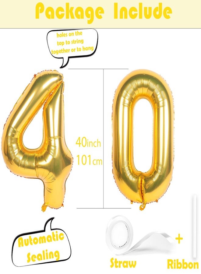 WEIKA 40 Inch Gold Number 40 Balloons, Giant Jumbo Helium Number Balloons For 40th Birthday Party,Wedding, Bridal Shower Engagement Photo Shoot, 40 Anniversary For Girl And Boy - Image 3