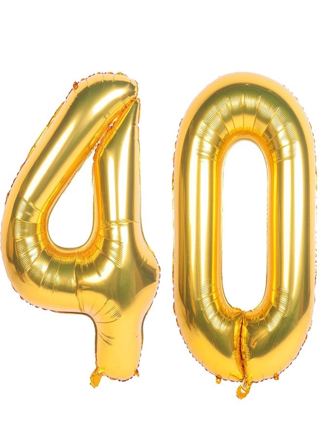 WEIKA 40 Inch Gold Number 40 Balloons, Giant Jumbo Helium Number Balloons For 40th Birthday Party,Wedding, Bridal Shower Engagement Photo Shoot, 40 Anniversary For Girl And Boy - Image 1