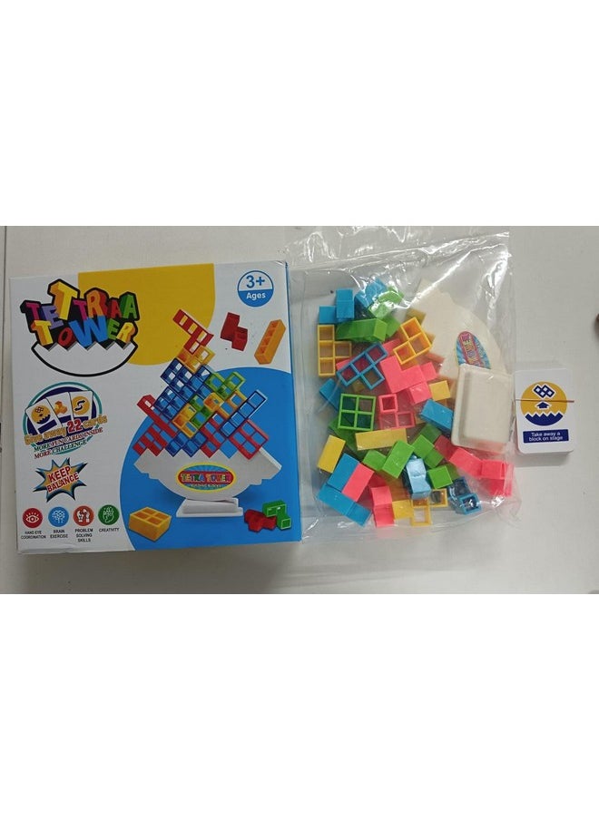 Kiti Kits Tetra Tower Game 16 Pcs Stack Tower, Swing Stack High Child Balance Building Block 2 Players+ Interactive STEM Toy for Family, Travel, Parties for Adults & Kids 