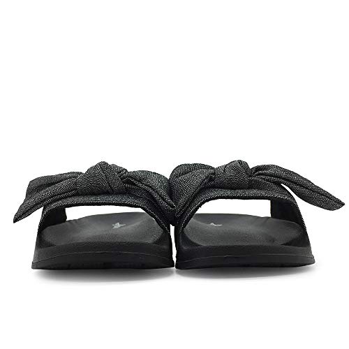 FUNKYMONKEY Women's Slides Sandals Bowknot Beach Casual Comfort Slippers (6 M US, Black) - Image 4