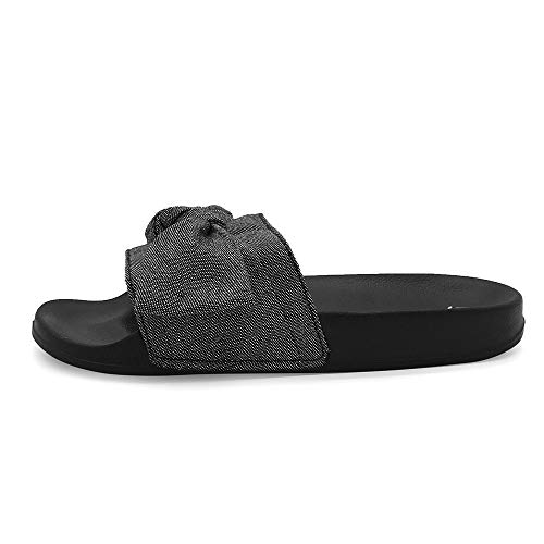 FUNKYMONKEY Women's Slides Sandals Bowknot Beach Casual Comfort Slippers (6 M US, Black) - Image 2