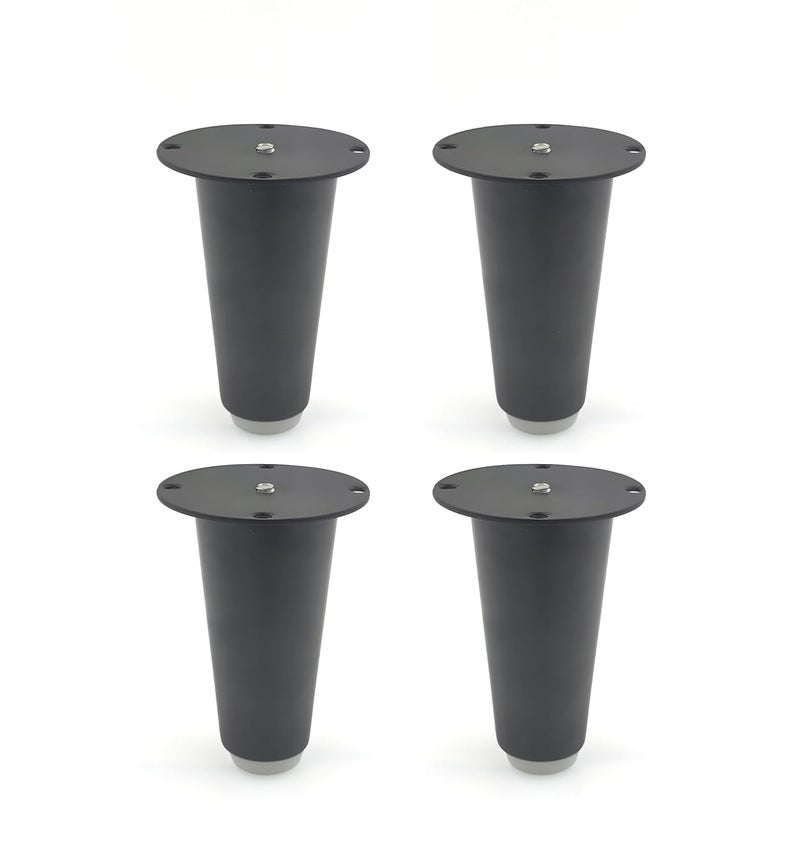 VMD Heavy Duty Stainless Steel 3 inch Black Finish Sofa Legs for Furniture Hardware FittingSofa LegRound Cone Shape Sofa Leg Pack of 4 - Image 1
