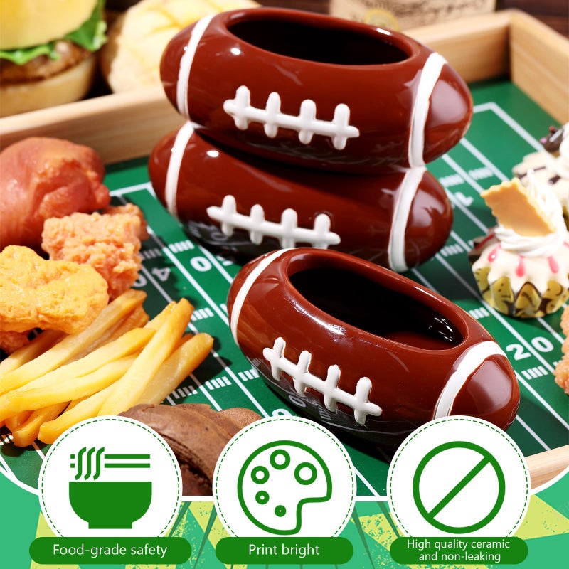 Layhit 4 Pcs Football chip Bowl Football Party Ceramic Condiment Server Chip and Dip Bowls Serving Dishes for Birthday, Tailgate Party Decorations - Image 2
