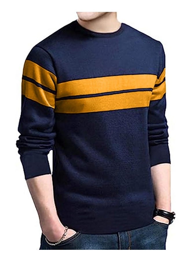 LEOTUDE - Men'S Regular Fit Cottonblend Full Sleeve Round Neck T-Shirt (18All_P_Navy_2Xl) - Image 1