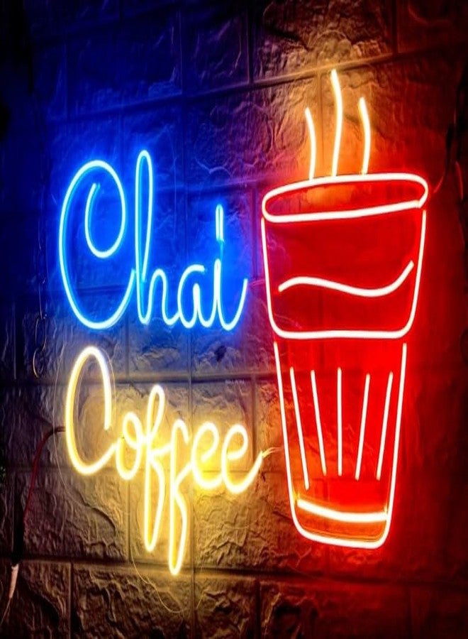 Wall Mitra Chai & Coffee Neon Signs | Coffee & Chai Neon Light | Coffee & Chai Wall Art | Neon Sign | Coffee & Chai Neon Lights | Coffee & Chai Room Decor(24X18) BLUE+WARM WHITE+RED - Image 4
