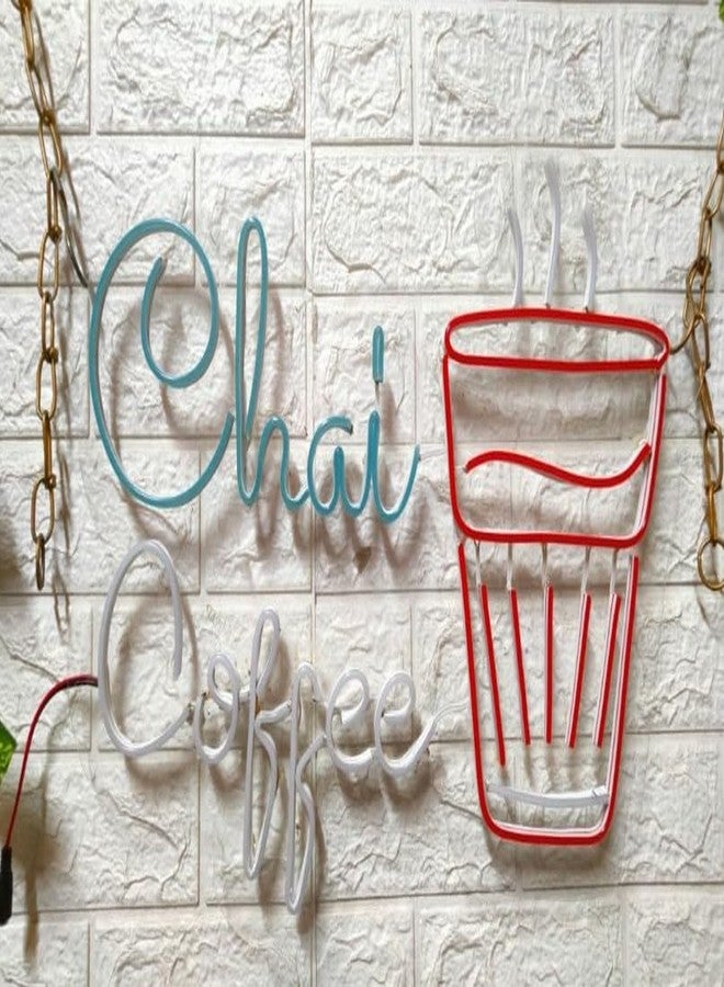 Wall Mitra Chai & Coffee Neon Signs | Coffee & Chai Neon Light | Coffee & Chai Wall Art | Neon Sign | Coffee & Chai Neon Lights | Coffee & Chai Room Decor(24X18) BLUE+WARM WHITE+RED - Image 5