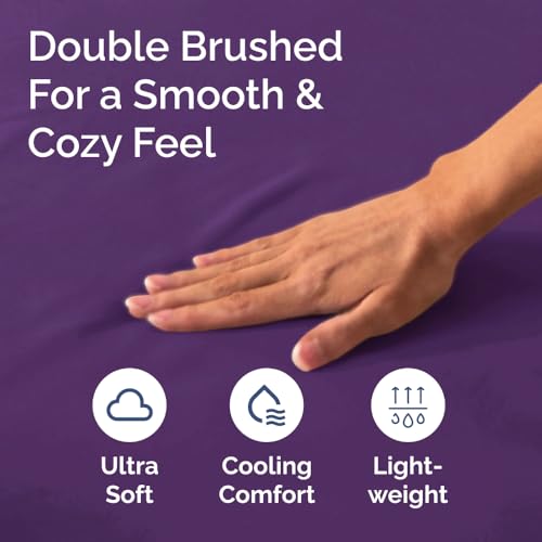CGK Unlimited Full Fitted Bed Sheet - Bottom Single Fitted Sheet Only - Ultra-Soft Hotel Luxury Bedding w/ 8-16 Inch Deep Pockets - Breathable, Cooling & Wrinkle Free - Easy-Care, Fade & Shrink Resistant - Purple - Image 5