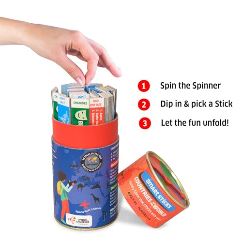 Chalk and Chuckles Smart Sticks Countries of The World Game, Gifts for 8-12 Year Old, Cool Learning Gift Idea for Teenage Boys & Girls - Image 2