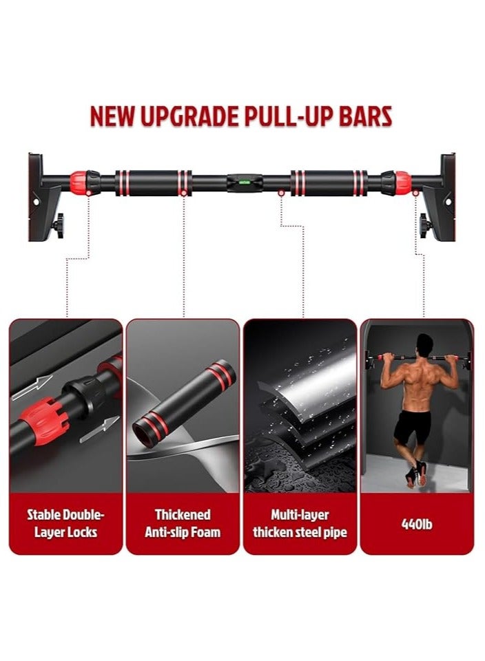 إي وورلد شريط سحب قابل للتعديل مثبت على الحائط مع مقابض مريحة للسحب وتدريبات اللياقة البدنية - تنمية العضلات وتمارين مختلفة لوزن الجسم للمنزل وصالة الألعاب الرياضية الداخلية والخارجية - Image 1