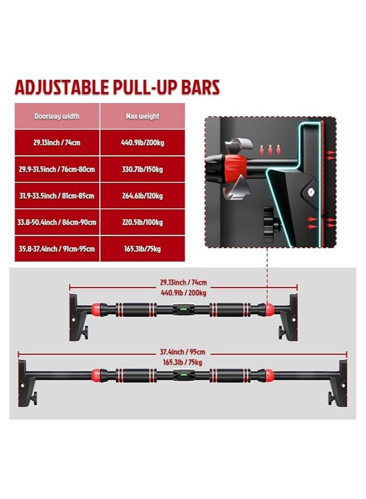 إي وورلد شريط سحب قابل للتعديل مثبت على الحائط مع مقابض مريحة للسحب وتدريبات اللياقة البدنية - تنمية العضلات وتمارين مختلفة لوزن الجسم للمنزل وصالة الألعاب الرياضية الداخلية والخارجية - Image 2