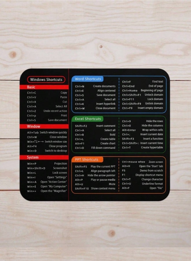 Large Mouse Pad 260x210mm with Auxiliary Shortcuts for Windows, Word, Excel, PowerPoint Anti-Slip Rubber Base Gaming Mouse Pad Office  - Image 5