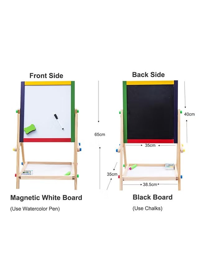 Rally Wooden Drawing Board for Kids with Adjustable Height and Angle - Magnetic Whiteboard and Chalkboard, Durable Board Easel 65 x 35 cm - Image 2