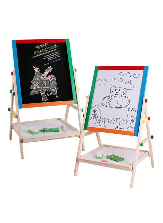 Rally Wooden Drawing Board for Kids with Adjustable Height and Angle - Magnetic Whiteboard and Chalkboard, Durable Board Easel 65 x 35 cm - Image 1