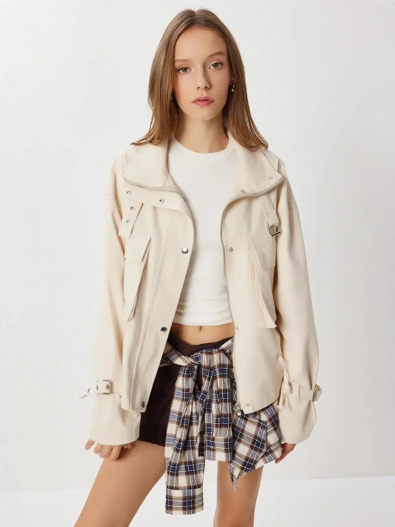 Lovely Istanbul ISTANBUL Belted Gabardine Zip-Up Jacket