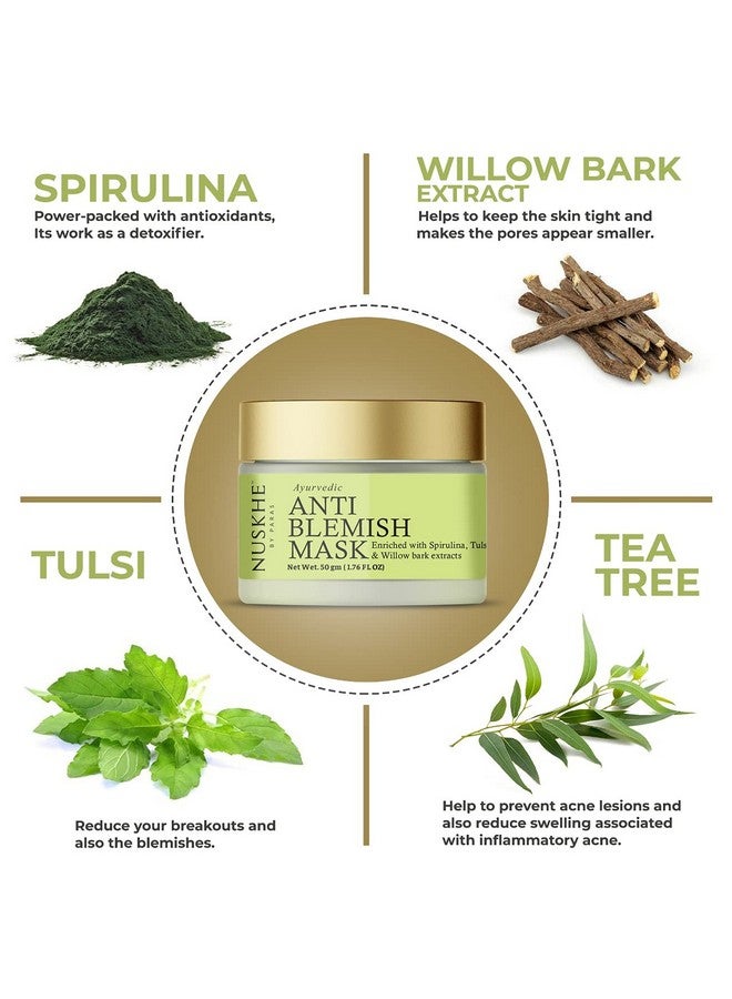 نوسكي باي باراس قناع أيورفيدا مضاد للعيوب للرجال والنساء، 50 جرام، مضاد للعيوب، يزيل الرؤوس السوداء، يتحكم في الزيت الزائد، سبيرولينا، شجرة الشاي، تولسي، توت غوجي، مضادات الأكسدة - Image 2