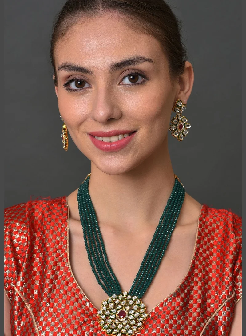 SOHI Gold Plated Designer Stone Necklace Set
