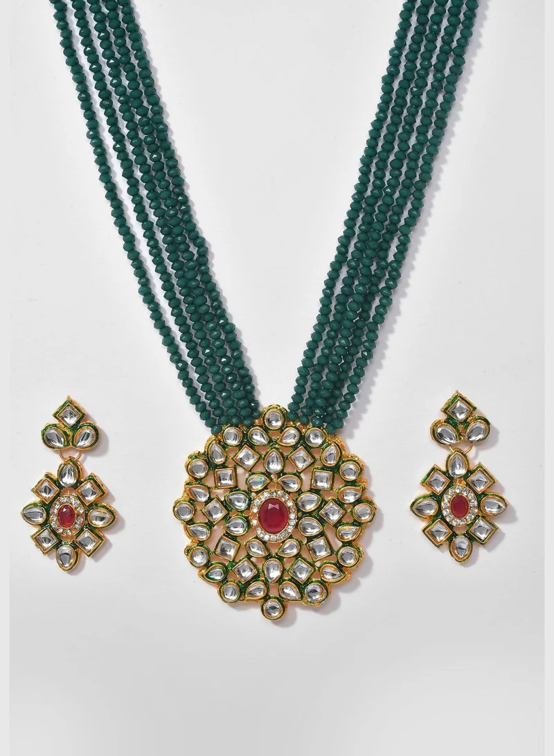 SOHI Gold Plated Designer Stone Necklace Set