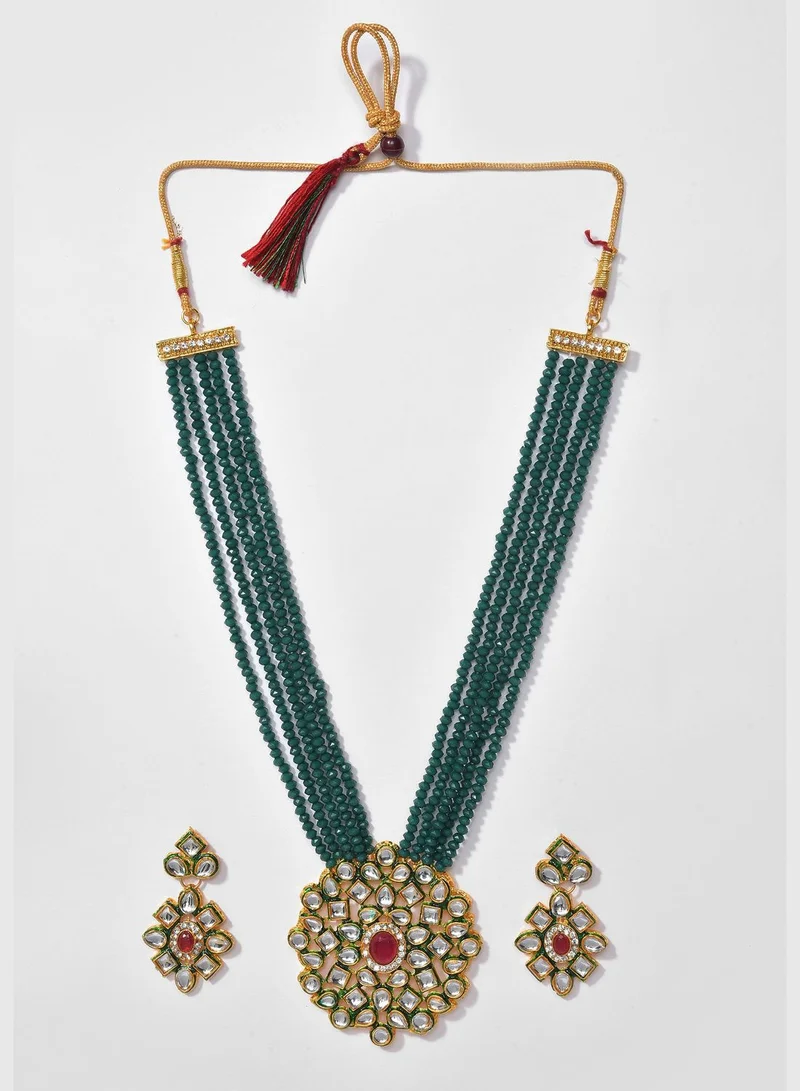 SOHI Gold Plated Designer Stone Necklace Set