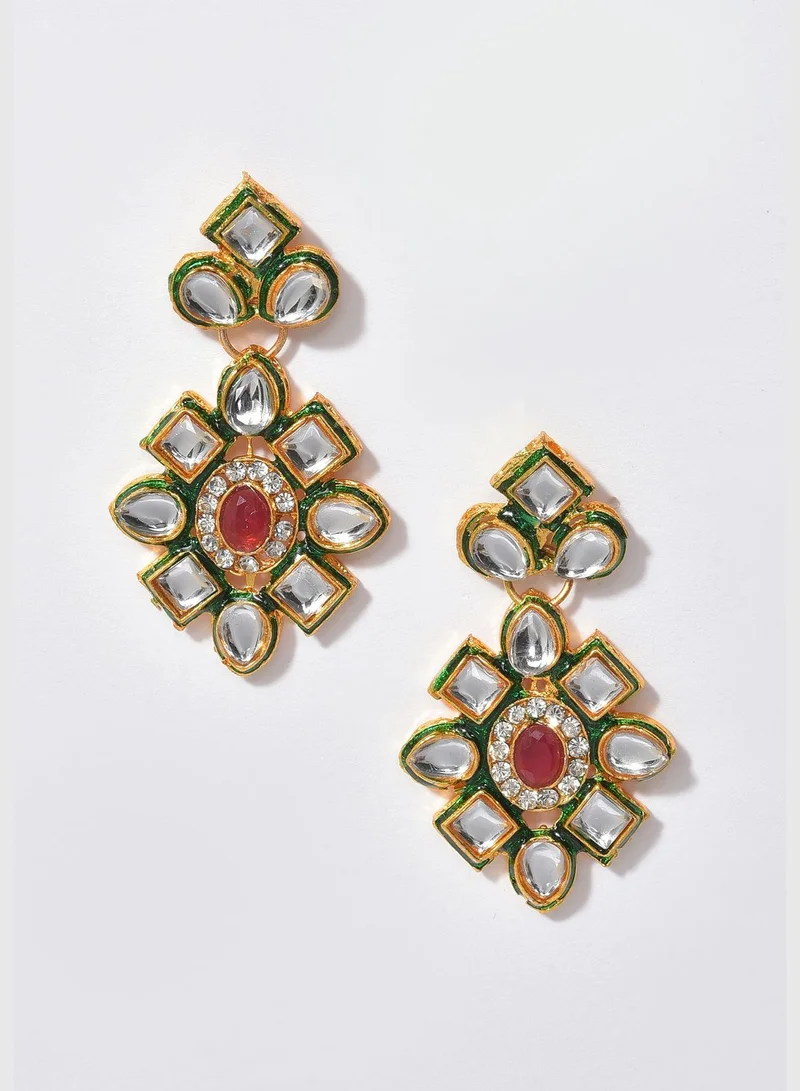 SOHI Gold Plated Designer Stone Necklace Set