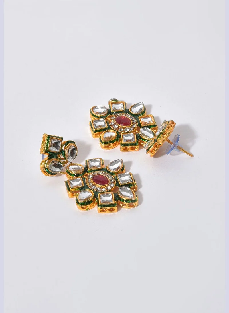 SOHI Gold Plated Designer Stone Necklace Set