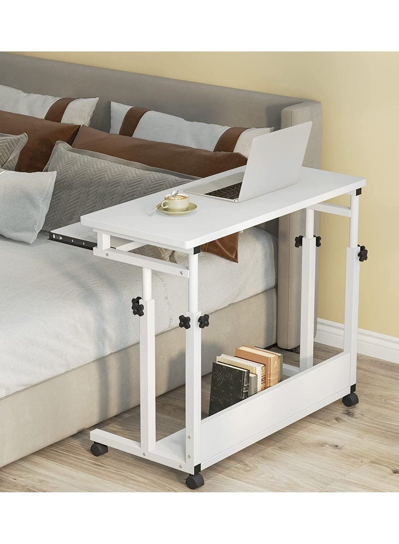 Generic Bedside Desk C-shaped Base Laptop Desk Home Office Lazy Bedside Table Mobile Laptop Table Sofa Side Laptop Notebook Desk Pc Stand Height Adjustable, Portable and Sturdy  - Image 3