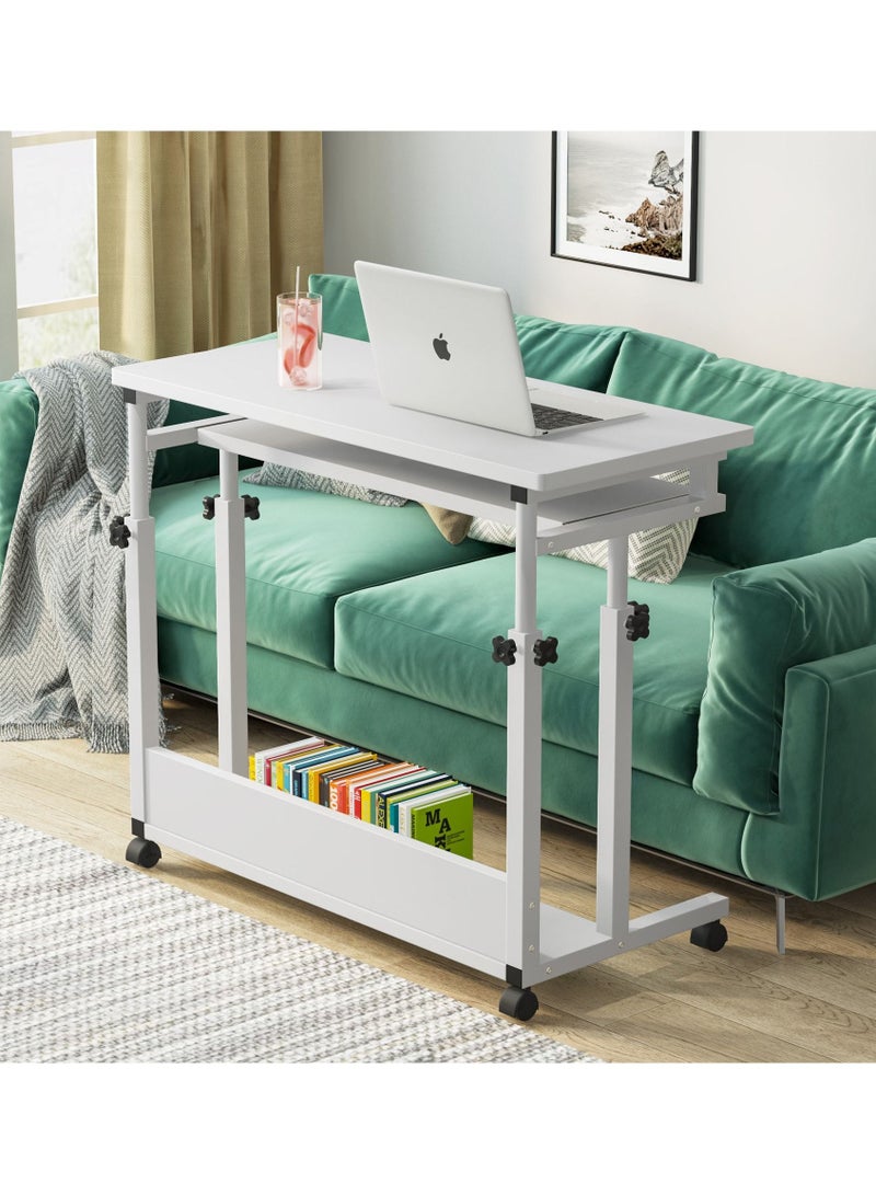 Generic Bedside Desk C-shaped Base Laptop Desk Home Office Lazy Bedside Table Mobile Laptop Table Sofa Side Laptop Notebook Desk Pc Stand Height Adjustable, Portable and Sturdy  - Image 2