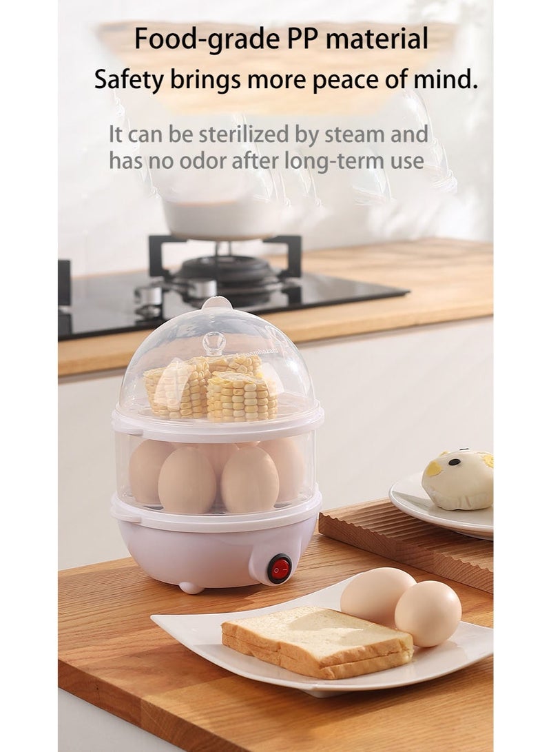 Electric Egg Boiler, Steam Egg Boiler Double Layers Egg Cooker Mini Steamer Poacher Kitchen Cooking Breakfast Machine, Rapid Egg Cooker 6/12/18-Egg Capacity Soft Medium Hard Boiled Electric Egg Boiler - Image 2