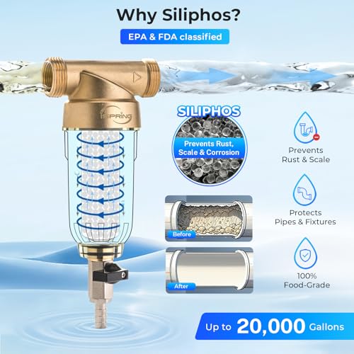 iSpring WSP50SL Reusable Whole House Spin Down Sediment Water Filter Softener Includes Siliphos Helps Prevent Scale and Corrosion 1 MNPT 34 FNPT 50 Micron - Image 3