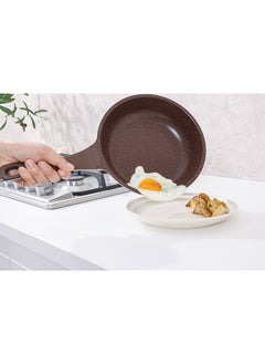 Sensarte 21 Piece Swiss Granite Coating Cookware Set,PFOA/PFOS/APEO Free,1X24Cm Casserole With Lid,1X29Cm Deep Fry Pan With Lid,1X24Cm Fry Pan,1X28Cm Fry Pan,1X16Cm Sauce Pan With Lid,1X20Cm Sauce Pan With Lid,1X28 Grill Pan,Utensils,7 Protector, Toffee Brown  - Image 2