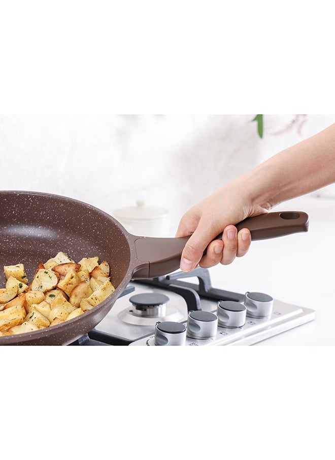 Sensarte 21 Piece Swiss Granite Coating Cookware Set,PFOA/PFOS/APEO Free,1X24Cm Casserole With Lid,1X29Cm Deep Fry Pan With Lid,1X24Cm Fry Pan,1X28Cm Fry Pan,1X16Cm Sauce Pan With Lid,1X20Cm Sauce Pan With Lid,1X28 Grill Pan,Utensils,7 Protector, Toffee Brown  - Image 3