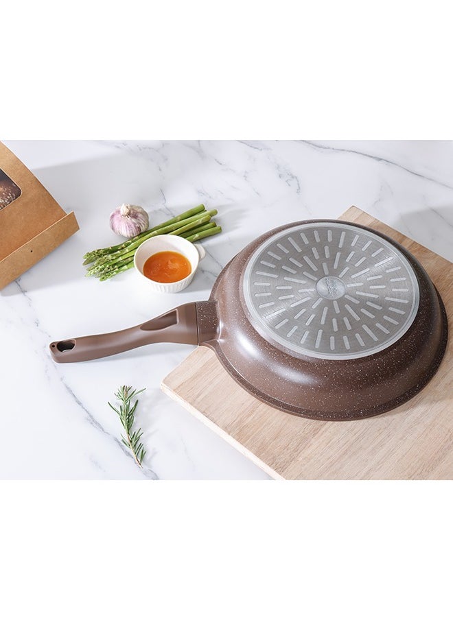 Sensarte 21 Piece Swiss Granite Coating Cookware Set,PFOA/PFOS/APEO Free,1X24Cm Casserole With Lid,1X29Cm Deep Fry Pan With Lid,1X24Cm Fry Pan,1X28Cm Fry Pan,1X16Cm Sauce Pan With Lid,1X20Cm Sauce Pan With Lid,1X28 Grill Pan,Utensils,7 Protector, Toffee Brown  - Image 5