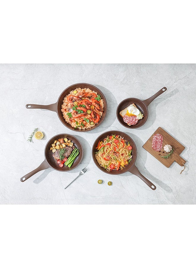 Sensarte - 21 Piece Swiss Granite Coating Cookware Set,PFOA/PFOS/APEO Free,1X24Cm Casserole With Lid,1X29Cm Deep Fry Pan With Lid,1X24Cm Fry Pan,1X28Cm Fry Pan,1X16Cm Sauce Pan With Lid,1X20Cm Sauce Pan With Lid,1X28 Grill Pan,Utensils,7 Protector, Toffee Brown - Image 1